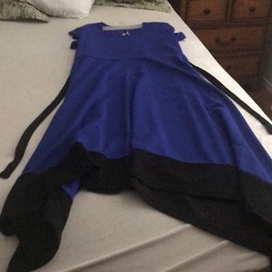 A royal blue handkerchief hem dress.